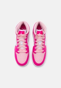 Air Jordan 1 Mid Unisex - Sneakers Hoog - White/Medium Soft Pink/Fierce Pink -Mode Schoenenwinkel a9ceade33e1143b78057365a180b117e